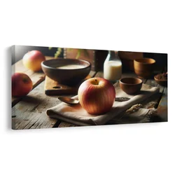 Slika rustikalna tihožitje z jabolkom - 120x60