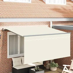 Skrovita tenda Krema 300 x 200 cm Poliester i aluminij