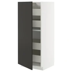 METOD / MAXIMERA Visoki element s fiokama, bela/Nickebo boja antracita, mat, 60x60x140 cm