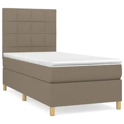 Vidaxl Box spring postelja z vzmetnico taupe 90x190 cm blago