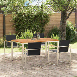Vrtni set za objed 5 pcs Masivni teak drvo i nehrđajući čelik