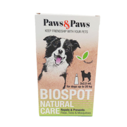 PAWS&PAWS Sredstvo protiv buva, krpelja, vaši i komaraca za pse 7-20kg BioSpot Natural 2.5ml