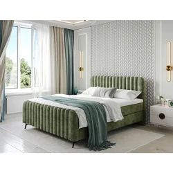 MID.YOU POSTELJA Z VZMETNICO 160 cm  x 200 cm , les, tekstil, leseni material zelena