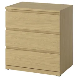 STORKLINTA Komoda s 3 fioke, im. hrastovine, 70x50x75 cm