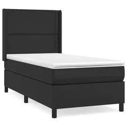 Vidaxl Box spring postelja z vzmetnico črna 90x190 cm umetno usnje