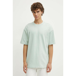 Pamučna majica HUGO za muškarce, boja: zelena, bez uzorka, 50516664