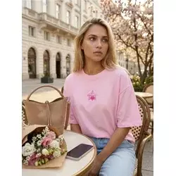 Sinsay - Pamučna majica sa cvetnim uzorkom - pastelno roze
