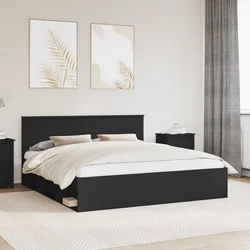 vidaXL Konstrukcija postelje Črna 180 x 200 cm Konstruiran les