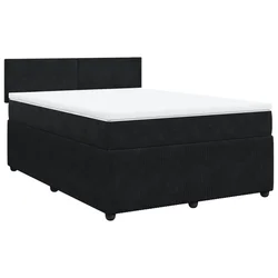 Vidaxl Box spring posteljni z vzmetnico črn 140x190 cm žamet