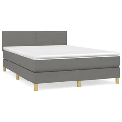 Vidaxl Box spring posteljni z vzmetnico temno siv 140x190 cm blago