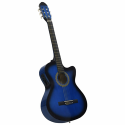 vidaXL Akustična gitara Western s ujednačivačem i 6 žica plava