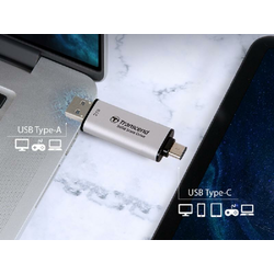 TRANSCEND Eksterni SSD 2TB, Tip-C / Tip-A, srebrni (TS2TESD310S)
