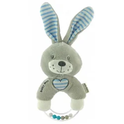 Pliš zvečko zeko grey&blue