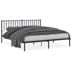 Vidaxl Kovinski posteljni okvir z vzglavjem črn 183x213 cm