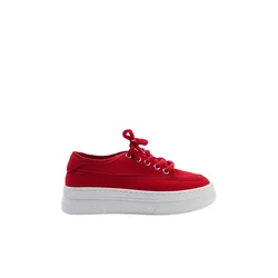 Trendyol ženske patike Red Canvas Lace-Up High Sole Retro Sports Shoes