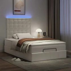 Otomanski okvir kreveta s madraca bijela 120x200cm umjetna koža