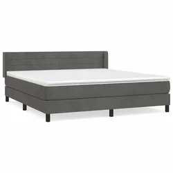 Vidaxl Box spring postelja z vzmetnico temno siva 180x200 cm žamet