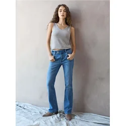 Sinsay - Flare low waist farmerke sa ispranim efektom - plavi džins