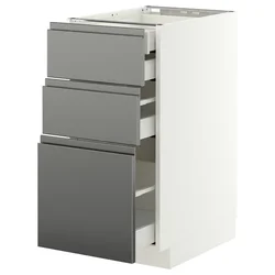 METOD / MAXIMERA Pod.elem.3front/2dnj/1srd/1vis.fiok, bela/Voxtorp im. nerđajućeg čelika, 40x60 cm
