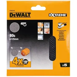 Brusilna mrežica DEWALT, Velcro, 125 mm, P80 (5 kosov) DTM3103