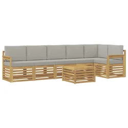 Set vanjskih sofa 7 pcs Bijela i svjetlosiva 59 x 59 x 37 cm