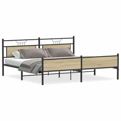 Vidaxl Kovinski posteljni okvir brez vzmetnice sonoma hrast 193x201 cm
