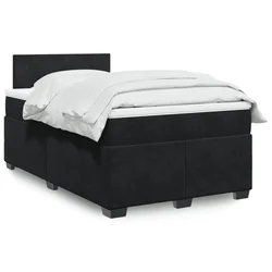 VIDAXL Box spring postelja z vzmetnico črna 120x190 cm žamet