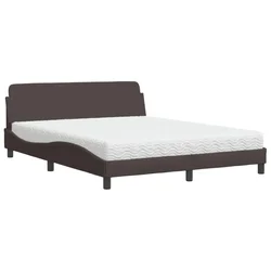 Vidaxl Postelja z vzmetnico Dover temno rjava 160x200 cm blago