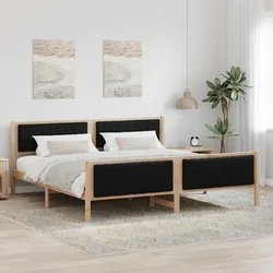 vidaXL Kovinska posteljna konstrukcija Rjava in črna 200 x 200 cm