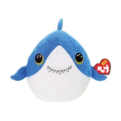 Plišasta igrača TY Squishy Beanies Finsley Shark - modra, 30 × 75 cm