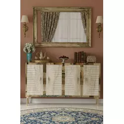 HANAH HOME Komoda Tuna 120 White Travertine Gold