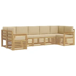 Set vanjskih sofa 6 pcs Bijela i Bež 304 x 128,5 x 73 cm