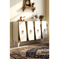 Hanah Home komoda Elips 120, 120 cm, bela / zlatna