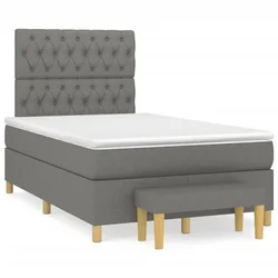 Vidaxl Box spring postelja z vzmetnico temno siva 120x190 cm blago