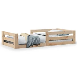 Vidaxl Posteljni okvir brez vzmetnice 100x200 cm trdna borovina