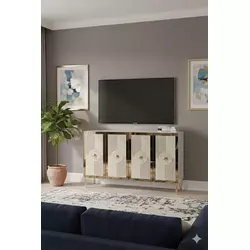 HANAH HOME Komoda Pega 120 White Travertine Gold