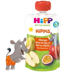 HIPP Hippis Voćni pire za decu Kruška i jabuka sa mangom i marakujom 12M+, 100g
