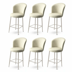 HANAH HOME Set 6 barskih stolica Alte Cream Chrome
