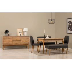 Hanah Home Trpezarijski set Vina Bench 03 1048, 7 delova, Tamnosivi