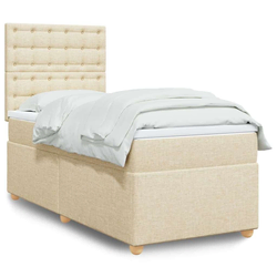 vidaXL vidaXL Box spring postelja z vzmetnico krem 90x190 cm blago, (21291612)