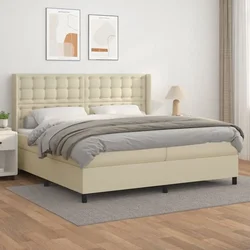 Krevet s oprugama i madracem krem 200x200 cm od umjetne kože