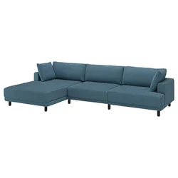 UPPAKRA Modularna sofa s 4,5 sedišta, s lenjivcem, levo/Axvall tamnosiva-plava