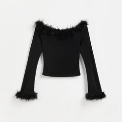 Reserved - Bluza s veštačkim perjem
