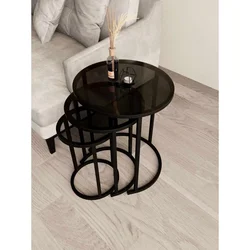 Hanah Home Milas 3 set stolića (umetnuti), crna/dimljena (3 kom)