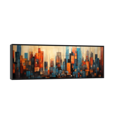 Canvas Slika na platnu Šareni grad, 150x50 cm, Sa ramom, Crna