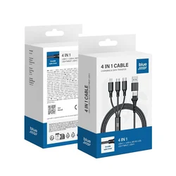 Blue Star Kabel 4 v 1 USB-C/USB-A na Micro USB/Lightning/USB-C Blue Star 2,4 A 12 W Cafule 1,2 m C172 črn