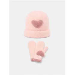 Sinsay - Komplet kape i rukavica - pastelno roze
