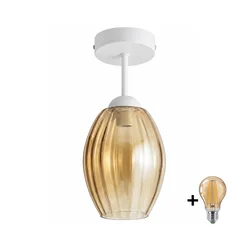 BRILAGI - LED plafonski luster R GLASS 1xE27/60W/230V prečnik 17cm bela/zadimljeno bež