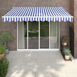 Vidaxl Zložljiva tenda modra in bela 3,5x2,5 m blago in aluminij