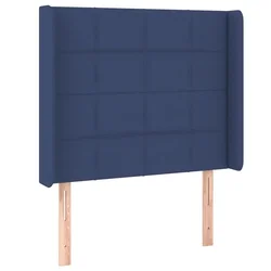 Vidaxl Vzglavje z ušesi modro 83x16x118/128 cm blago